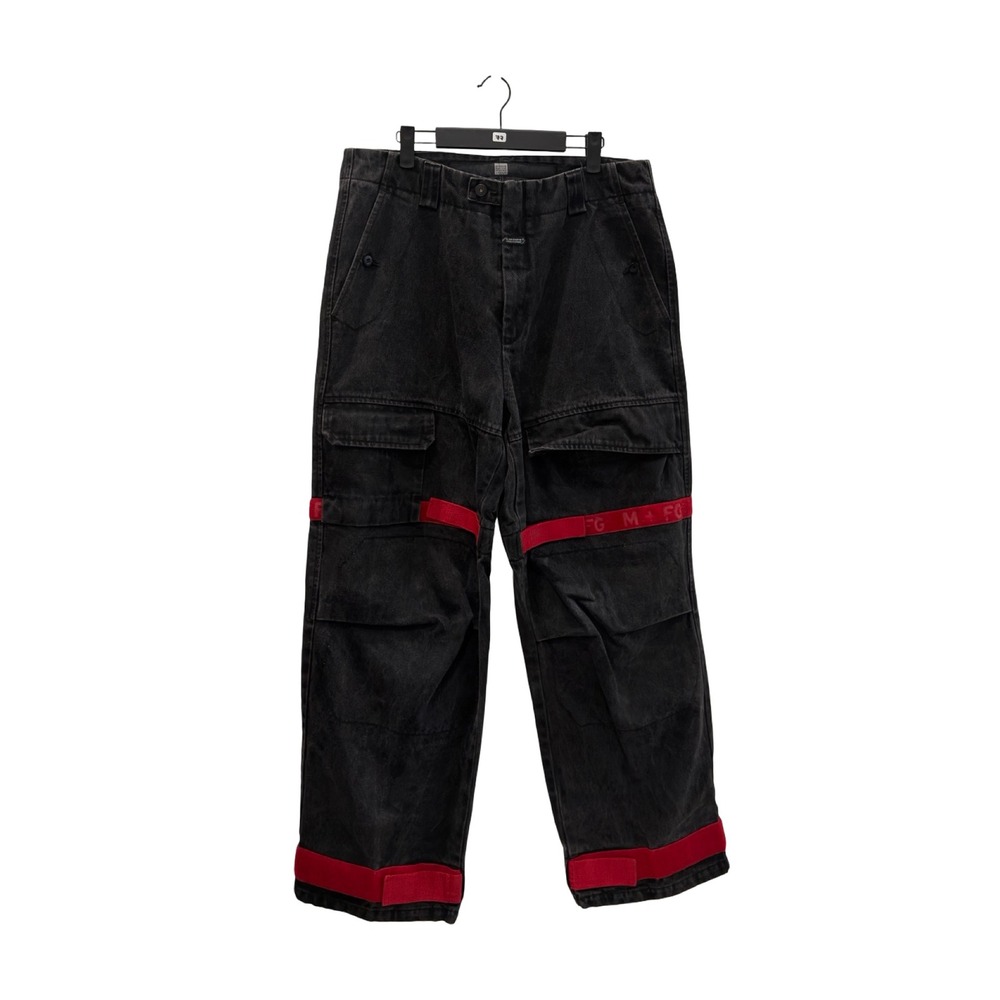 Marithe Francois Girbaud Shuttle Pants Black Red Straps Vintage Mens 36M